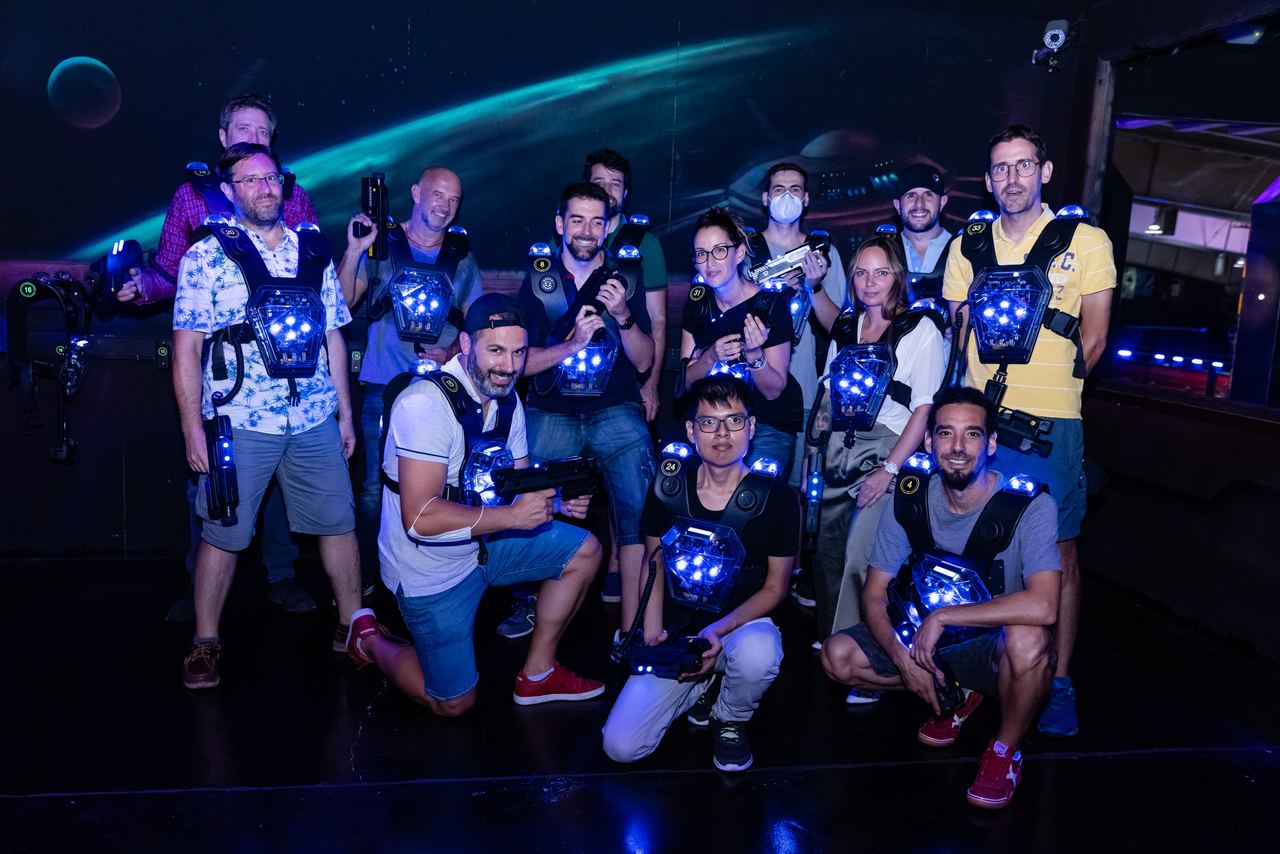 Escena del evento Fluendo Karting Team Building en Barcelona — producción Bacus Events