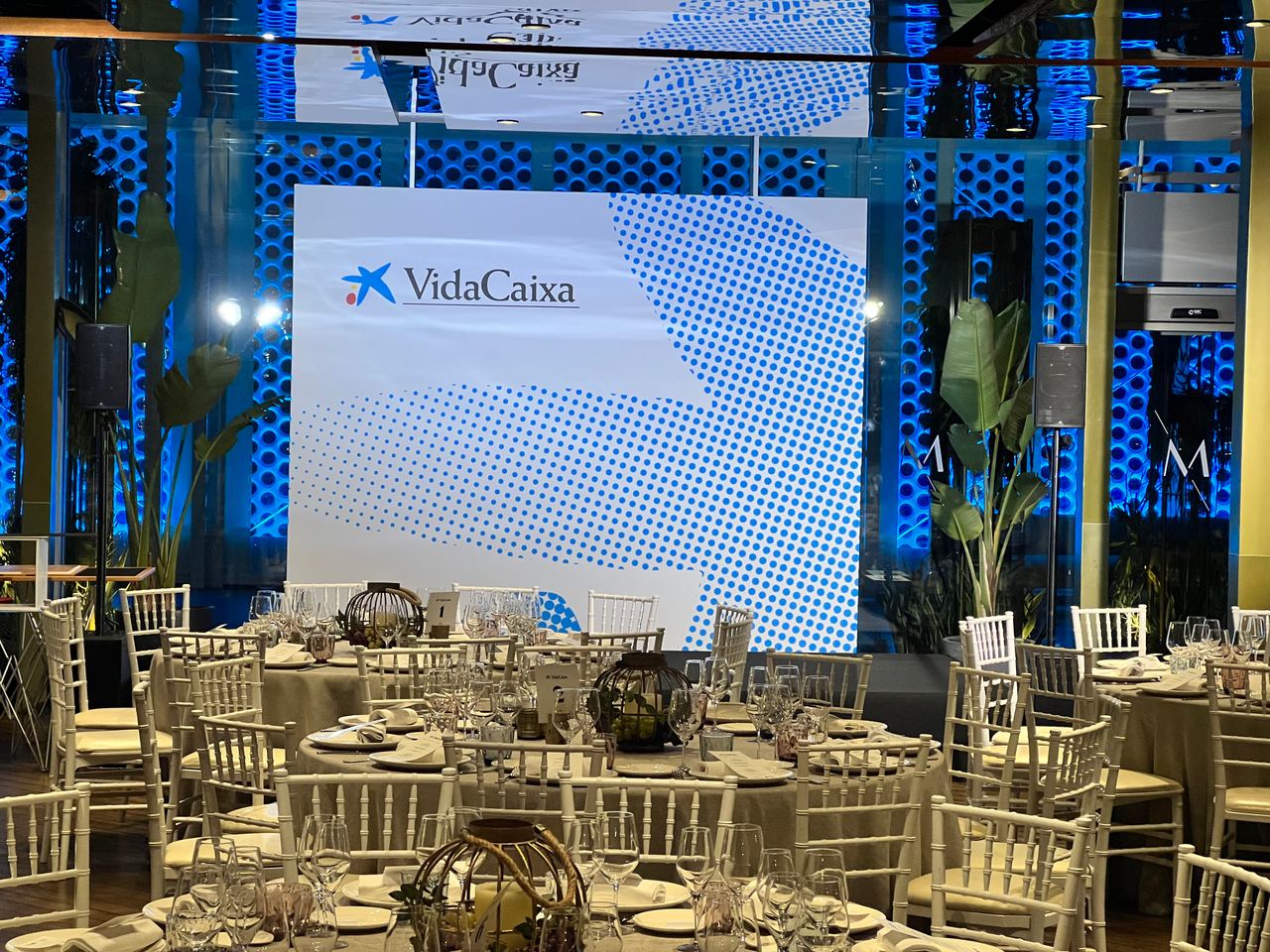 Escena del evento VidaCaixa Cena Mediadores Barcelona — producción Bacus Events
