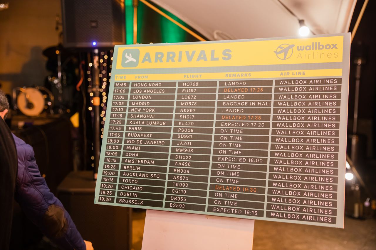 Concepto Wallbox Airlines en evento corporativo Barcelona 2019 — Bacus Events